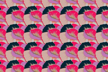 Enfes bir desen, çiçekli suluboya bir eskiz, klasik tarzda. Mor, morumsu ve mavi renkli moda baskılar. Dekorasyon ve tasarım için güzel bir desen. Çiçeklerle sulu boya deseni