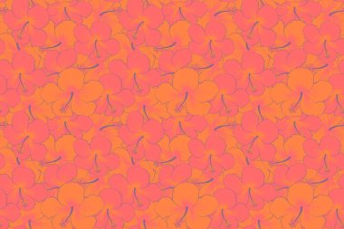 Kusursuz amber çiçeği deseni. El çizimi tropik stil dokusu. İnternet, kart, poster, kumaş veya tekstil için ideal. Yaratıcı evrensel çiçek deseni turuncu ve kırmızı renklerde.