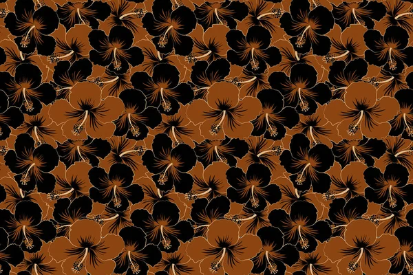 Patrón Sin Costuras Elegancia Abstracta Con Flores Hibisco Colores Marrón — Foto de Stock