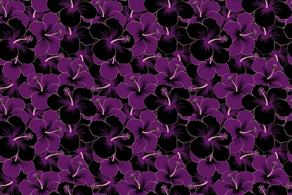 Colorful Floral Pattern Hand Drawn Floral Texture Black Violet Decorative — Stock Photo, Image