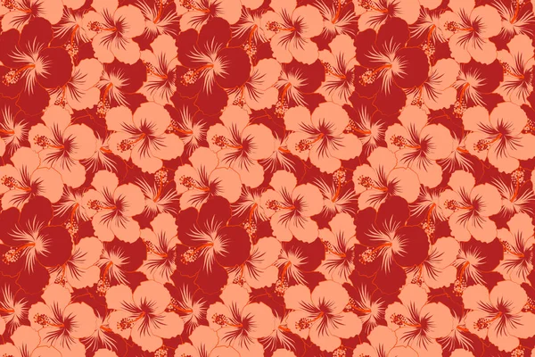 Fleurs Tropicales Feuilles Hibiscus Bourgeons Hibiscus Motif Floral Sans Couture — Photo
