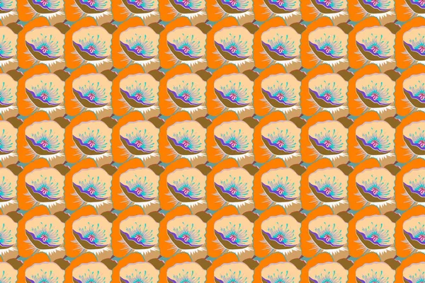 Naadloos Bloemenpatroon Bruine Beige Oranje Kleuren — Stockfoto
