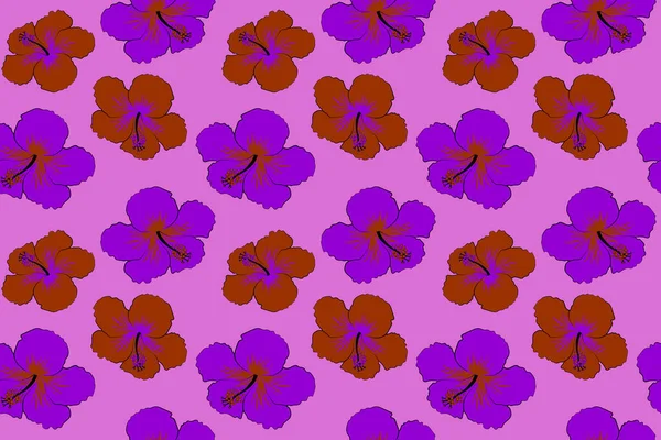 Aloha Hawaiano Camisa Sin Costuras Hibiscus Patrón Sobre Fondo Violeta — Foto de Stock
