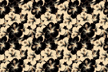 Bej ve siyah amber çiçekleri pürüzsüz desen.