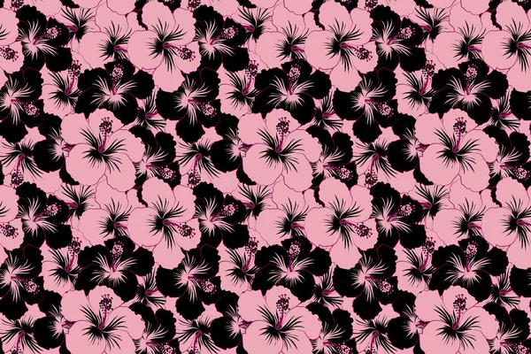Typographie Aloha Avec Illustration Florale Hibiscus Noir Rose Pour Shirt — Photo