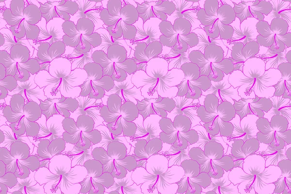 Мотли Иллюстрация Бесшовный Экзотический Узор Фиолетовыми Тропическими Цветами Цветущие Джунгли — стоковое фото