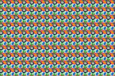 Çiçeksiz desenli küçük çiçekli basit çiçek deseni. Ditsy tarzı. Yeşil, mavi ve pembe renkte dizayn.