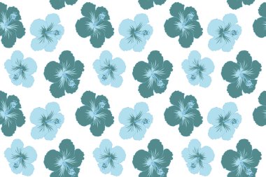 Aloha T-Shirt tasarımı. Poster, broşür ve sunum için en iyi yaratıcı tasarım. Kusursuz desen. Aloha Hawaii, Luau Party davetiyesi beyaz arka planda mavi çiçekli..