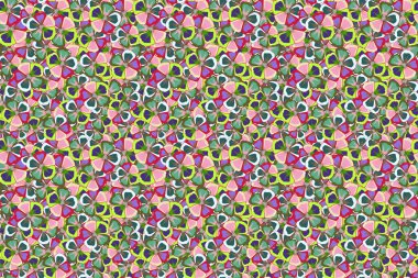 Elle çizilmiş menekşe rengi, yeşil ve pembe renkler. Kumaş ya da kağıda basmak için kusursuz çiçek süsü deseni. Tasarımın için elementler.