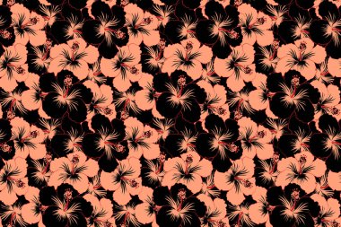 Bej ve siyah renklerde klasik çiçeksiz desen.