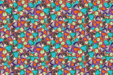 Pembe, mor ve mavi renklerde desensiz çiçek deseni. Kusursuz desenli, solgun çiçekli..