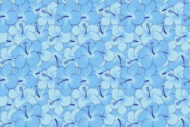 Soyut arkaplan. Çiçeksiz desenli, çiçekli ve yaprakları mavi renklerde. Engelli çiçekli şık duvar kağıtları.