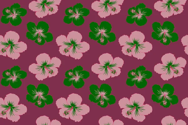 Aloha Hawaiian Shirt Seamless Hibiscus Pattern Purple Background — Stock Photo, Image