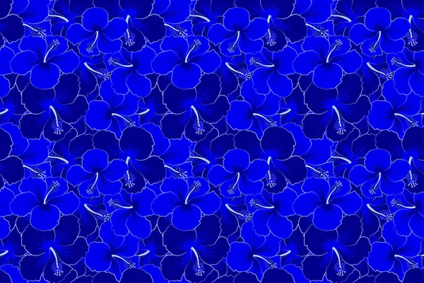 Adorno Azul Flores Simples Hibisco Patrón Abstracto Sin Costura Para —  Fotos de Stock