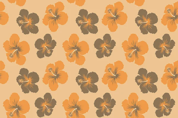 Seamless Tropical Flowers Hibiscus Pattern Brown Background — Stock Photo, Image