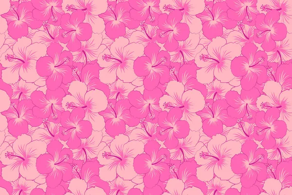 ハイビスカスの花 装飾的な要素 スプラッシュ ブロットとピンク色のドロップでシームレスな花パターン 落書きスケッチスタイル 手描きのイラスト — ストック写真