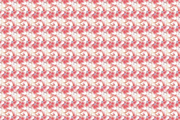 Безшовний Візерунок Маленькими Квітами Білого Помаранчевого Рожевого Кольорів Абстрактні Квіти — стокове фото