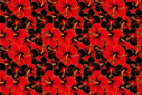 Fondo Sin Fisuras Pintura Brillante Inspirado Impresión Flores Hibisco Hermosas — Foto de Stock