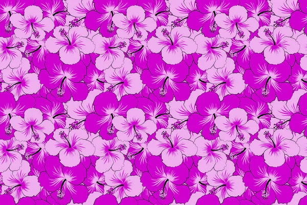 Ilusión Óptica Con Flores Hibisco Ilustración Buena Para Diseño Interiores — Foto de Stock