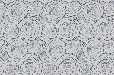 Gül ikonu. Soyut bahar monokrom dekoratif güller pürüzsüz desenli gri renklerde.