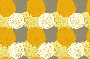 Sarı boyalı güllerin arka planı. Çiçeksiz desen.