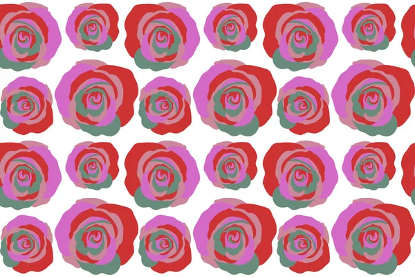 Modello Senza Cuciture Rose Rosse Stilizzate — Foto Stock