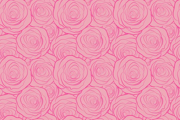 Hand Drawn Seamless Pattern Pink Roses Silhouette Petals Floral Background — Stock Photo, Image