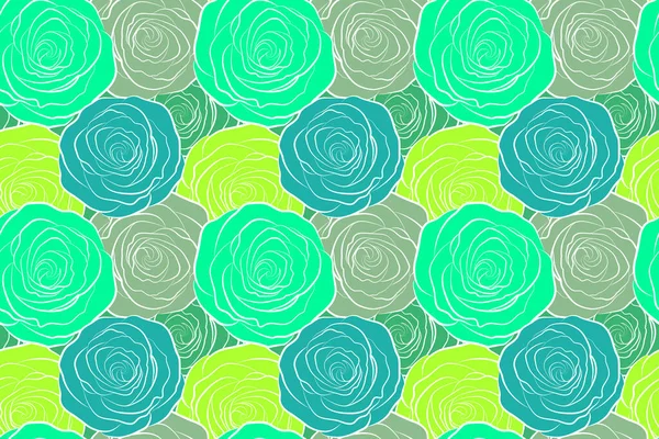 Прекрасні Квіти Троянд Зеленого Кольору Безшовні Візерунки Може Використовуватися Святкової — стокове фото