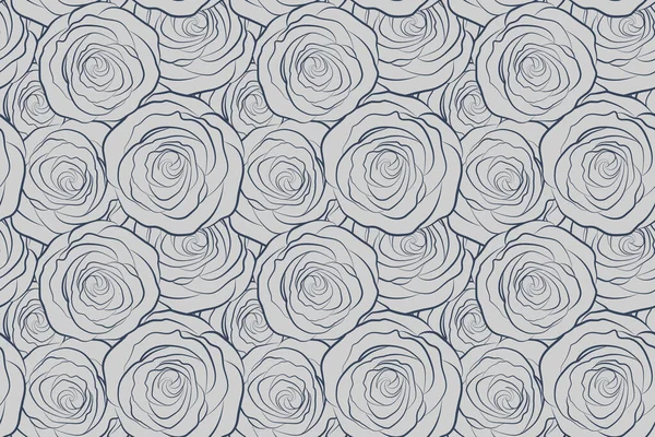 Rose Pictogram Abstracte Lente Monochrome Decoratieve Rozen Naadloos Patroon Grijze — Stockfoto