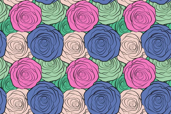 Цветочный Узор Разноцветными Розами Эффект Акварели — стоковое фото