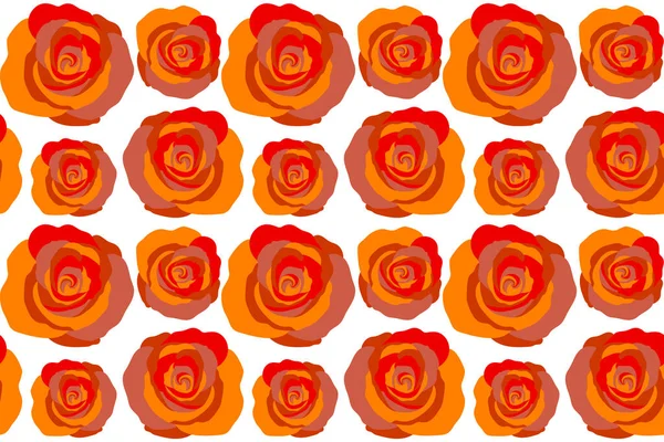 Nahtloses Muster Mit Orangefarbenen Rosenblüten Florale Illustration Vintage Stil — Stockfoto