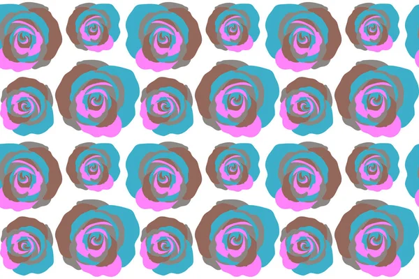 Disegno Acquerello Stile Vintage Ramo Rose Blu Apri Fiori Boccioli — Foto Stock