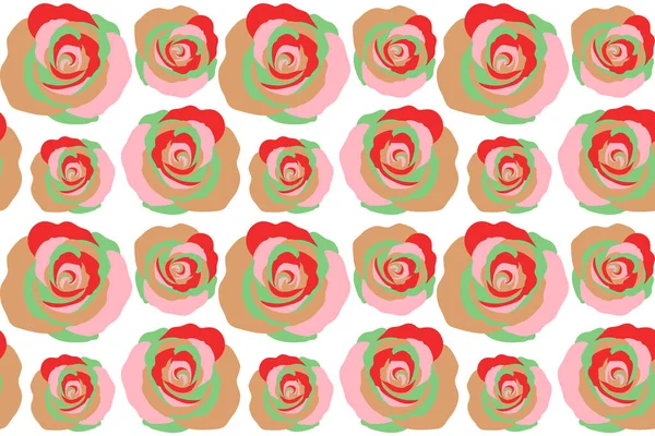 Nahtloses Blumenmuster Rosa Farben Bunte Rosen Auf Weißem Hintergrund Mit — Stockfoto