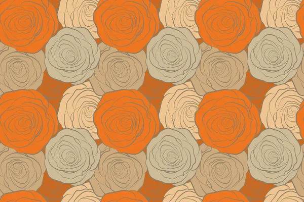 Vintage Hunderosen Muster Blume Hintergrund Abstrakte Orangefarbene Rosen Skizzieren Blumenkarte — Stockfoto