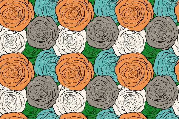 Nahtloses Rosenmuster Mit Blüten Handgezeichnete Skizze — Stockfoto