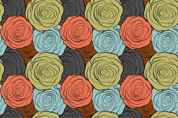 Patrón Sin Costuras Con Flores Rosas Ilustración Floral Estilo Vintage —  Fotos de Stock