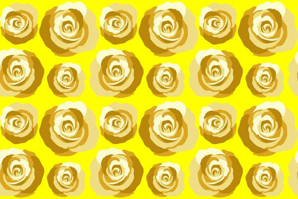 Seamless watercolor pattern with roses. Beautiful pattern for decoration and design. Trendy print. Exquisite pattern for design in watercolor style. Vintage, retro. Yellow background.