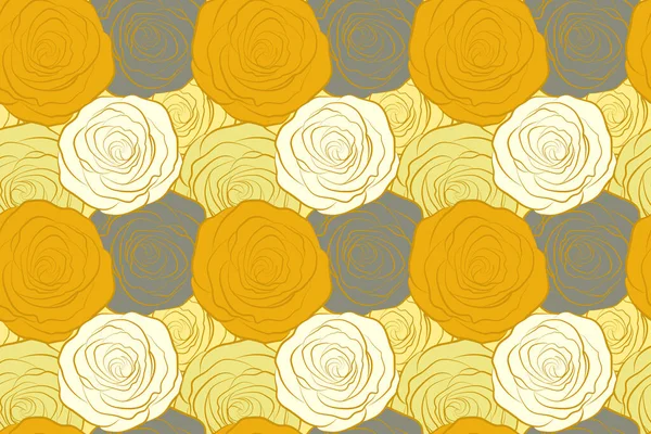 Tło Żółtych Malowanych Róż Wzór Bez Szwu Kwiatowego — Zdjęcie stockowe