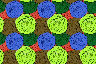 Güller pürüzsüz desen. Yeşil güllü, geçmişe dönük. Eski püskü bir resim..