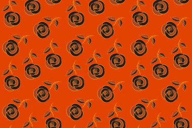 Tarzsız desenli çiçek motifi, delik, lekeler, lale çiçekleri, renkli arka planda karalamalar. El çizimi. Kusursuz çiçek arkaplanı.