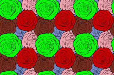 Çiçekli, pürüzsüz gül deseni. El çizimi çizim.