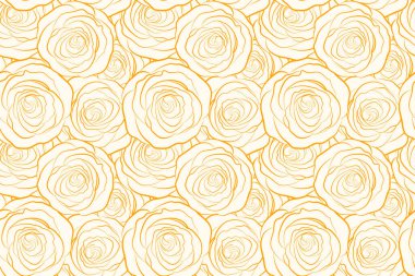 Kusursuz mürekkep deseni ve soyut çiçek silueti turuncu renklerde. El çizimi fırça, gül boyama. Modaya uygun çiçek arkaplanı.