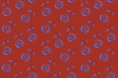 Tarzsız desenli çiçek motifi, delik, lekeler, lale çiçekleri, renkli arka planda karalamalar. El çizimi. Kusursuz çiçek arkaplanı.