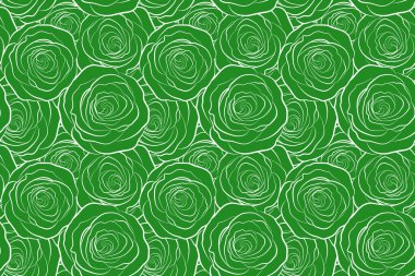 Kadın deseni. Yeşil çiçekli silueti olan kusursuz bir desen. Nazik renkler. El yapımı..