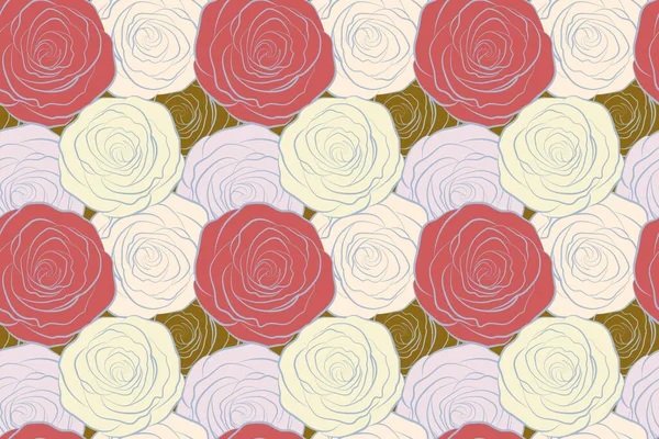 Seamless Pattern Stylized Roses — Stock Photo, Image