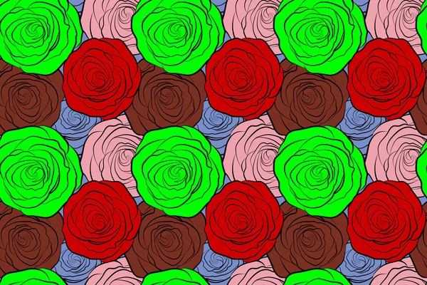 无缝隙的玫瑰花纹 手绘草图 — 图库照片