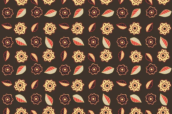 Seamless Pattern Flowers Leaves Yellow Pink Brown Colors Textile Print — Stock Photo, Image