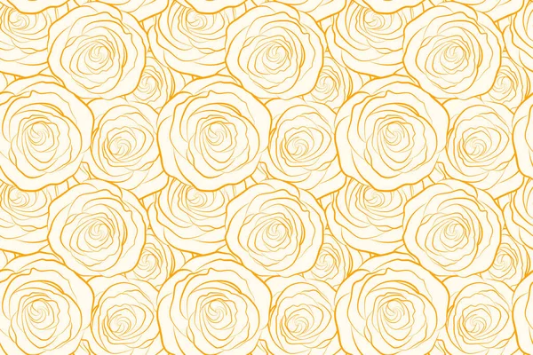 无缝墨图案 抽象花朵轮廓 手绘画笔画玫瑰 时尚的花卉背景 — 图库照片