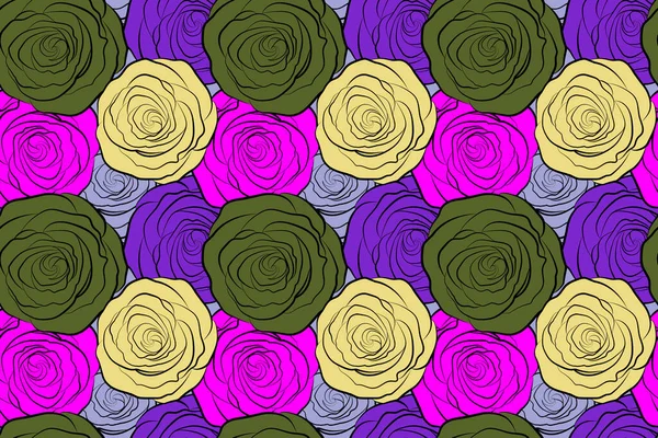 Retro background with colorful roses. Shabby chic illustration. Roses seamless pattern.