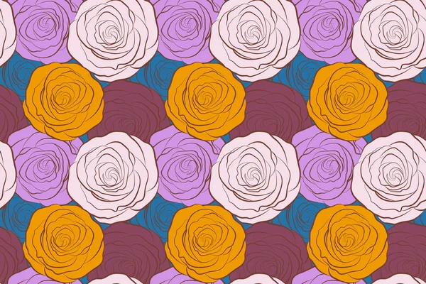 Cute seamless pattern in small rose flowers. Small multicolor rose flowers. Seamless floral pattern.